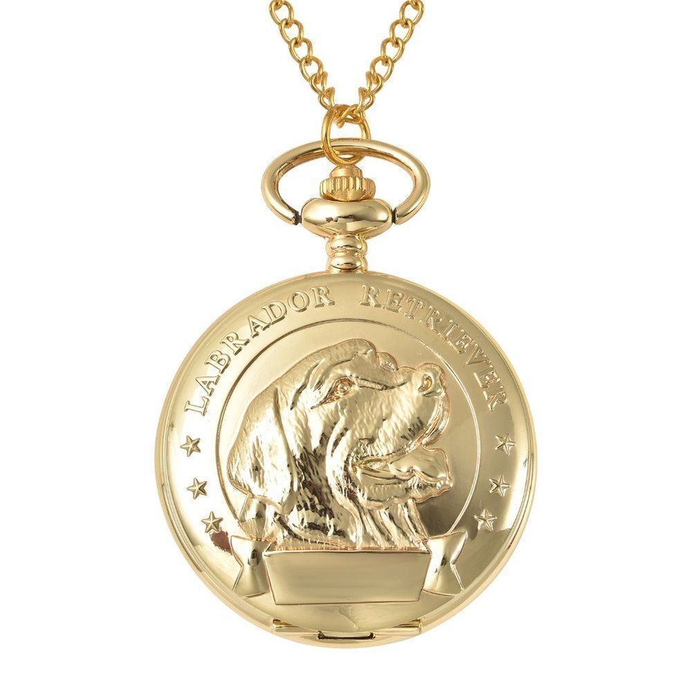 STRADA Labrador Pocket Watch in Goldtone with Chain 31 Inches